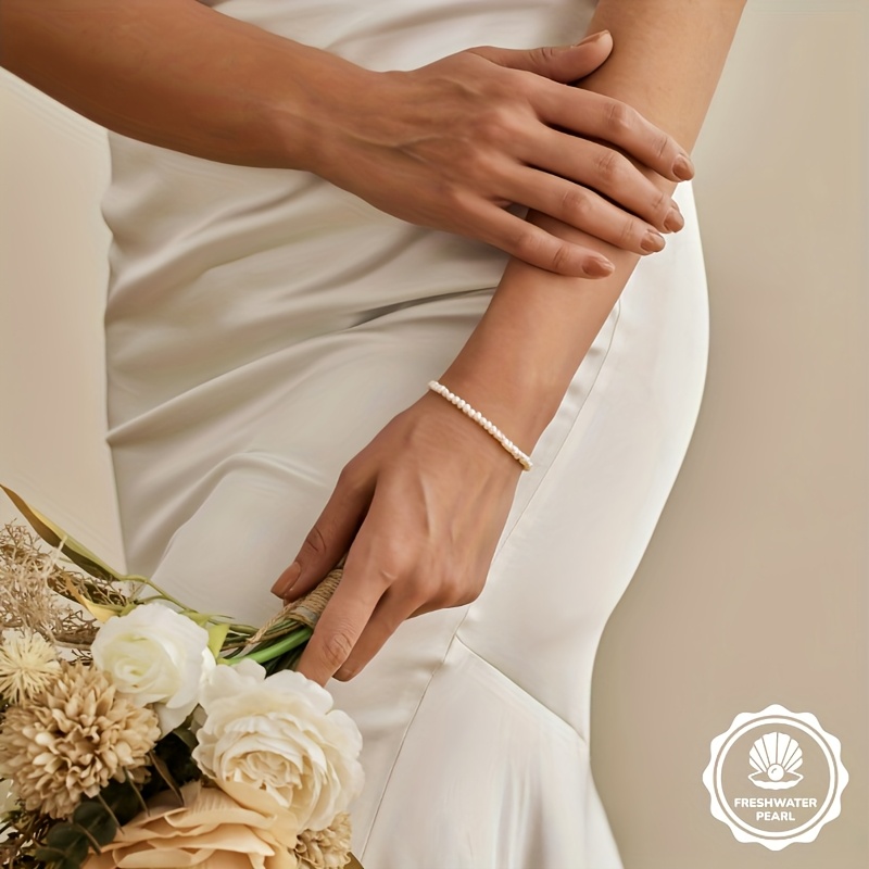 Bridal Freshwater Pearls Bracelet 3 4mm with Chain Extender